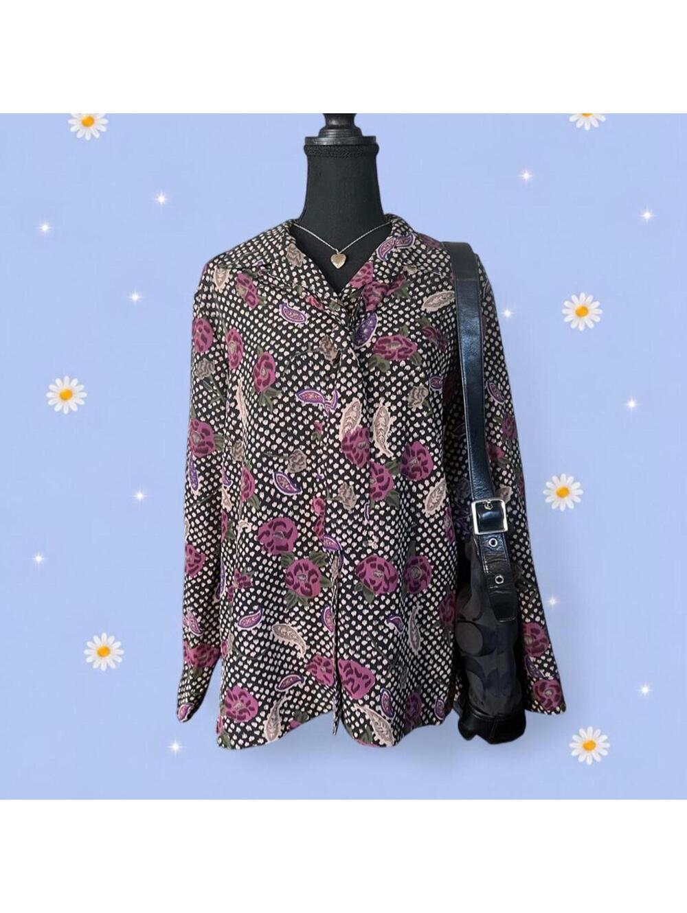 Vintage Y2K Sag Harbor romantic coquette floral paisley blouse size 12 💜